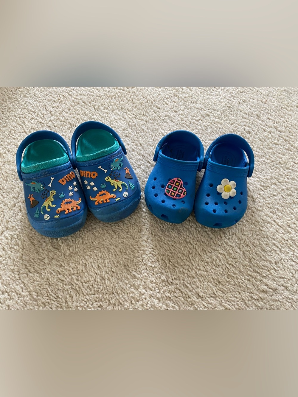 2 Pair Toddler Clogs Crocs + Capelli Dinosaur Shoes Sizes 6 & 7